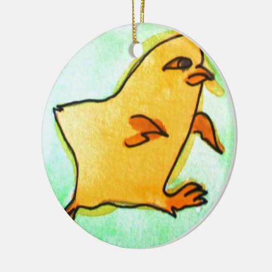 Cute hip Easter chick retro illustratie Keramisch Ornament (Links)