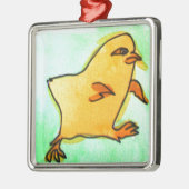Cute hip Easter chick retro illustratie Metalen Ornament (Links)