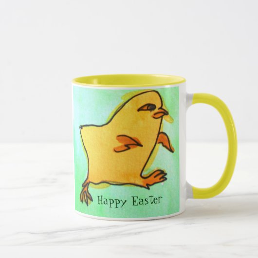 Cute hip Easter chick retro illustratie Mok (Rechts)