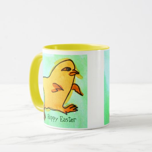 Cute hip Easter chick retro illustratie Mok (Voorkant links)