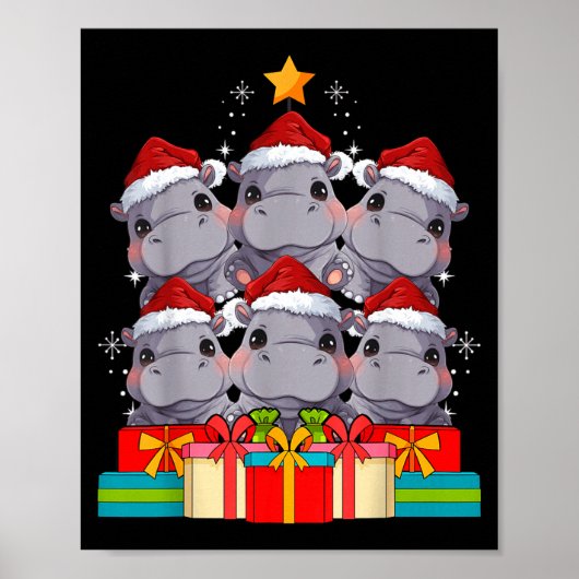 Cute Hip Le Hiptamus Christmas Tree Xmas Hat Poster (Voorkant)