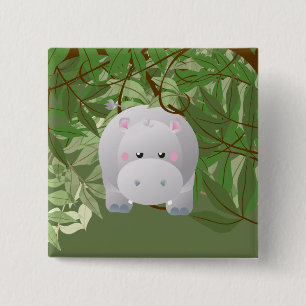 Cute Hipo Oerwoud Animals Party Button