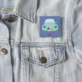 Cute hippie car vierkante button 5,1 cm (In situ)