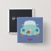 Cute hippie car vierkante button 5,1 cm (Voorkant /achterkant)