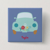 Cute hippie car vierkante button 5,1 cm (Voorkant)