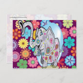 Cute Hippie Elephant met Colorful Flowers Briefkaart (Voorkant / Achterkant)