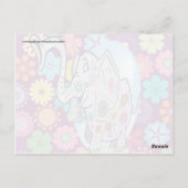 Cute Hippie Elephant met Colorful Flowers Briefkaart (Achterkant)