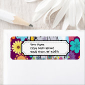 Cute Hippie Elephant met Colorful Flowers Etiket (Insitu)