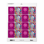 Cute Hippie Elephant met Colorful Flowers Etiket (Full Sheet)