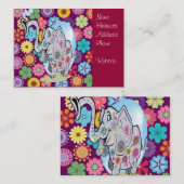 Cute Hippie Elephant met Colorful Flowers Visitekaartje (Voorkant / Achterkant)