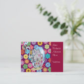 Cute Hippie Elephant met Colorful Flowers Visitekaartje (Staand voorkant)