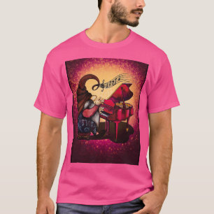 Cute hippie gnome die muziek speelt op de piano Gr T-shirt