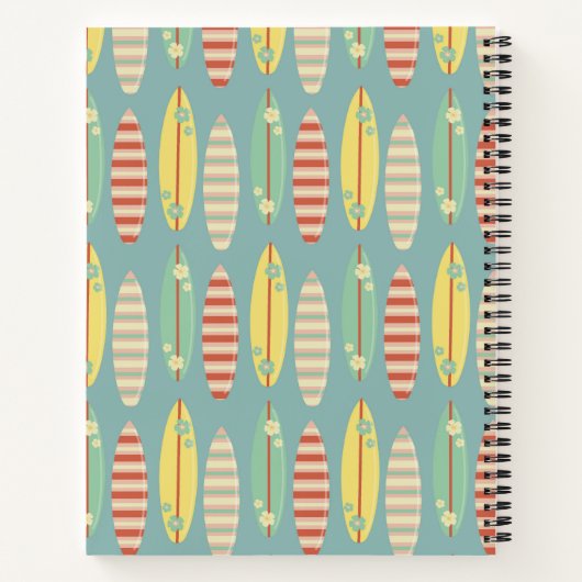 Cute Hippie Hawaii Surfboard Pattern Blue Notitieboek (Achterkant)