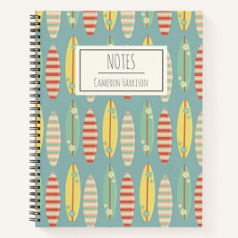 Cute Hippie Hawaii Surfboard Pattern Blue Notitieboek