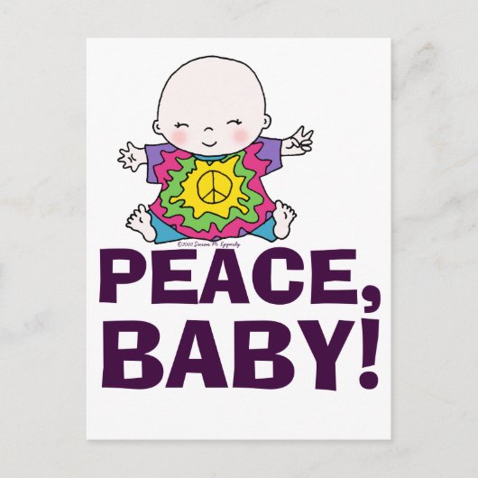 Cute Hippie/Hippy Tie Dye Peace Baby Briefkaart (Voorkant)