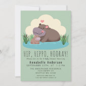 Cute Hippo Baby shower Invitation Kaart (Voorkant)
