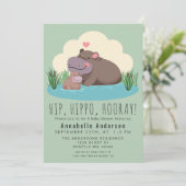 Cute Hippo Baby shower Invitation Kaart (Staand voorkant)