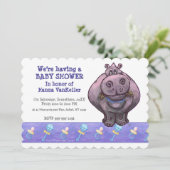 Cute Hippo Baby shower Kaart (Staand voorkant)