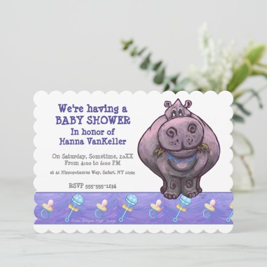Cute Hippo Baby shower Kaart (Staand voorkant)