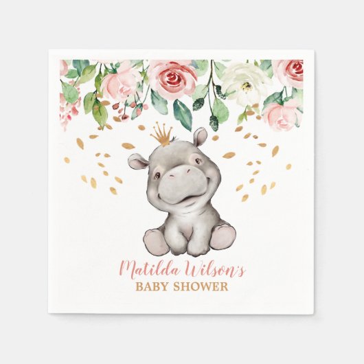 Cute Hippo Baby shower Napkins Servet (Voorkant)