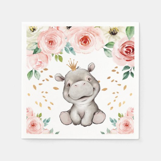 Cute Hippo Baby shower Napkins Servet (Voorkant)