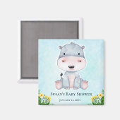 Cute Hippo Baby shower Party Favors Magneet (Voorkant / Achterkant)