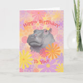 Cute Hippo Birthday Kaart (Voorkant)