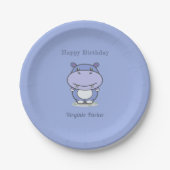 Cute Hippo Birthday Paper Borden Papieren Bordje (Voorkant)