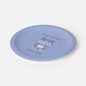 Cute Hippo Birthday Paper Borden Papieren Bordje (Gekanteld)