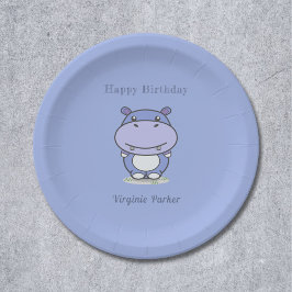 Cute Hippo Birthday Paper Borden Papieren Bordje