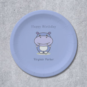 Cute Hippo Birthday Paper Borden Papieren Bordje