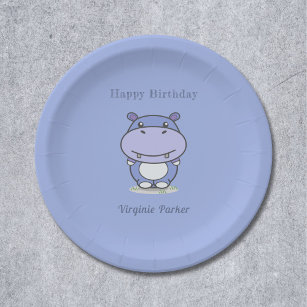 Cute Hippo Birthday Paper Borden Papieren Bordje