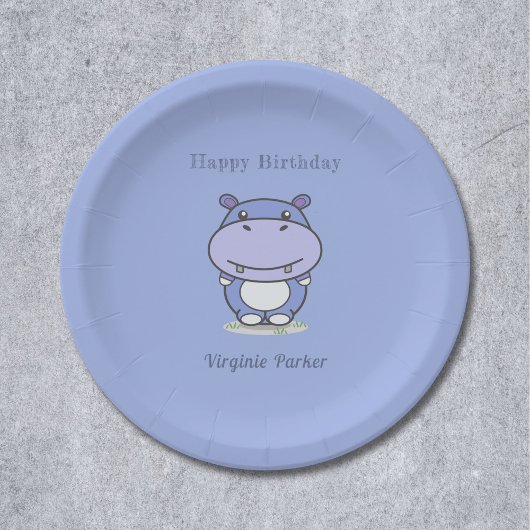 Cute Hippo Birthday Paper Borden Papieren Bordje