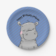Cute Hippo Birthday Party Bord