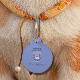 Cute Hippo Blue Pet Tag Huisdierpenning