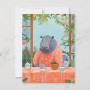 Cute Hippo Briefkaart