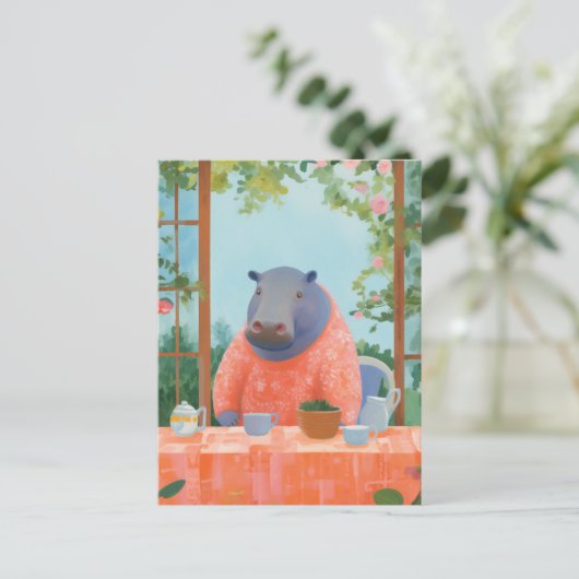 Cute Hippo Briefkaart (Staand voorkant)