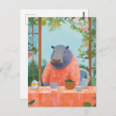 Cute Hippo Briefkaart (Voorkant / Achterkant)