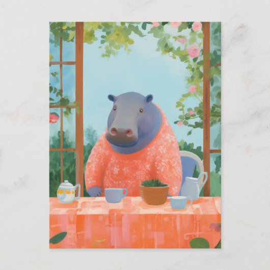 Cute Hippo Briefkaart (Voorkant)