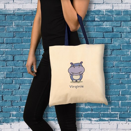 Cute Hippo Canvas tas