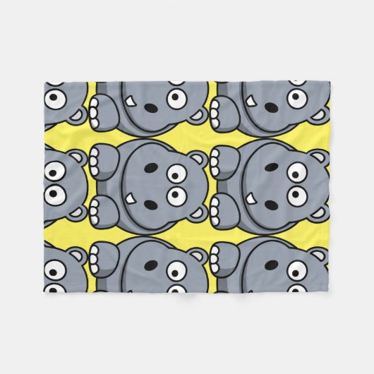 Cute Hippo Cartoon Fleece Blanket (Voorkant (Horizontaal))