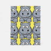 Cute Hippo Cartoon Fleece Blanket (Voorkant)