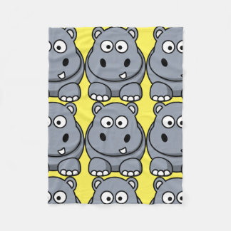 Cute Hippo Cartoon Fleece Blanket