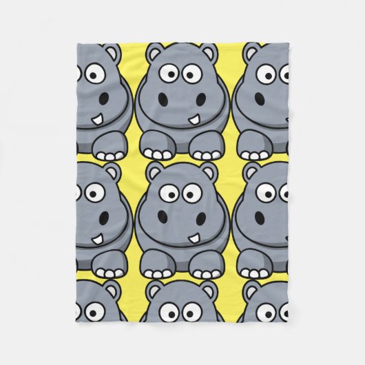 Cute Hippo Cartoon Fleece Blanket Deken (Voorkant)