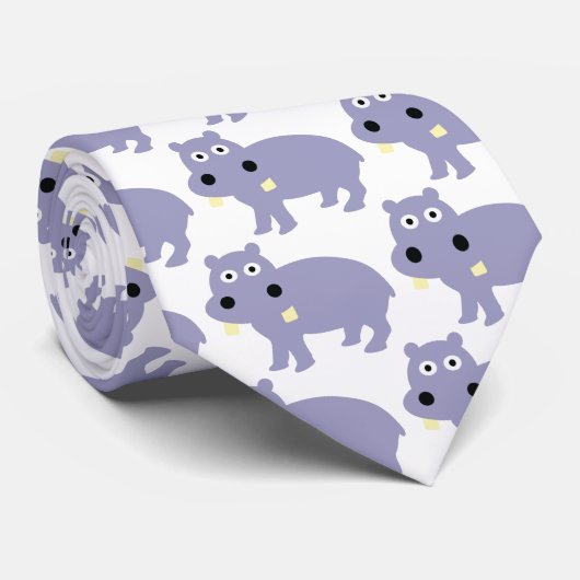 Cute Hippo Comic Style - hippopotamus Stropdas (Opgerold)