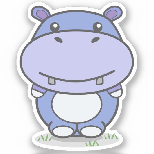 Cute Hippo Custom-Cut Sticker (Voorkant)