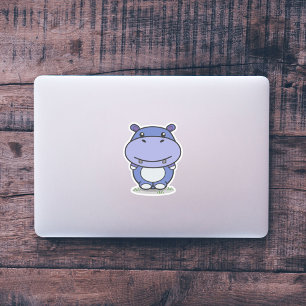 Cute Hippo Custom-Cut Sticker