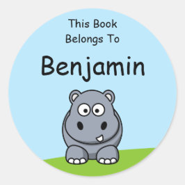 Cute Hippo dit boek behoort tot Ronde Sticker