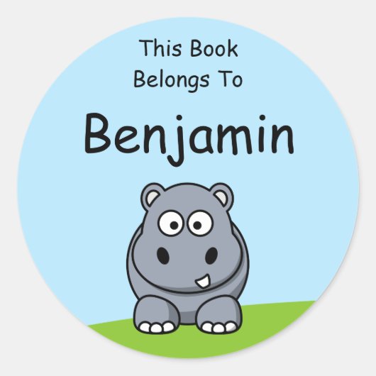 Cute Hippo dit boek behoort tot Ronde Sticker (Voorkant)