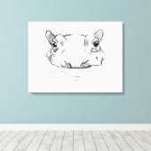 Cute hippo drawing canvas afdruk (Insitu (Houten vloer))